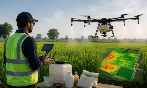 Drone operator in agriculture secture